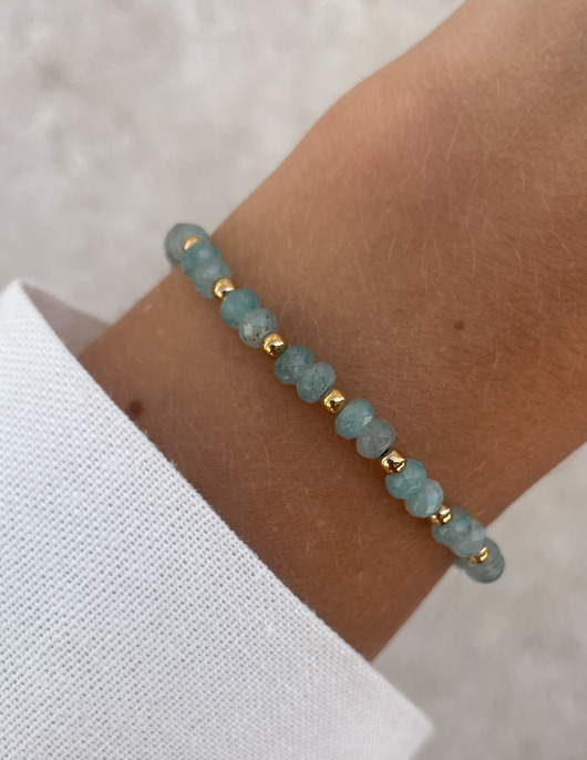 bransoletki z kamieni naturalnych Bransoletka na gumce jadeit błękitny