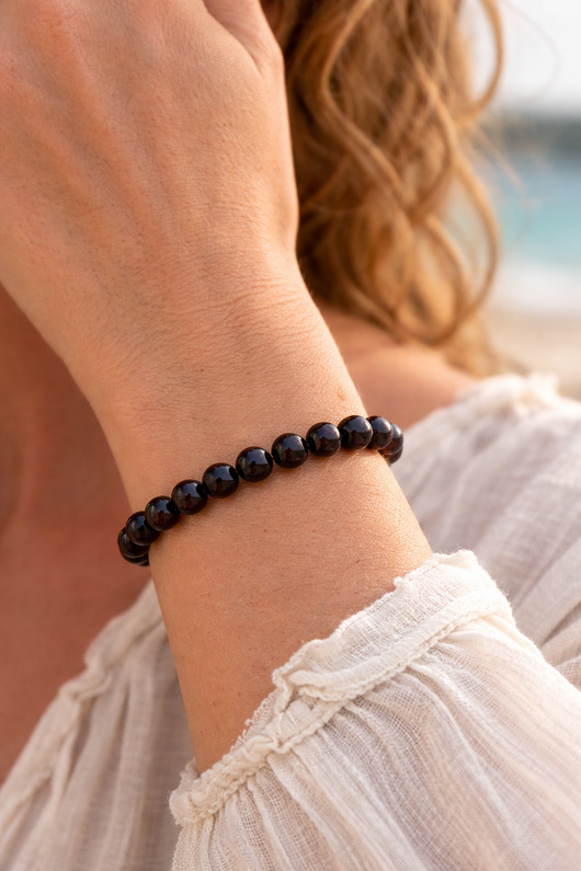 bransoletki z kamieni naturalnych Bransoletka bursztyn ciemna wiśnia kulka regularna