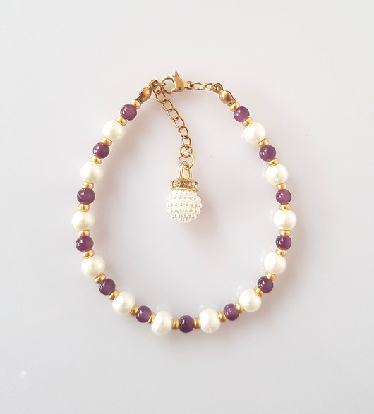 bransoletki z kamieni naturalnych Bransoletka Śliwka w Perłach