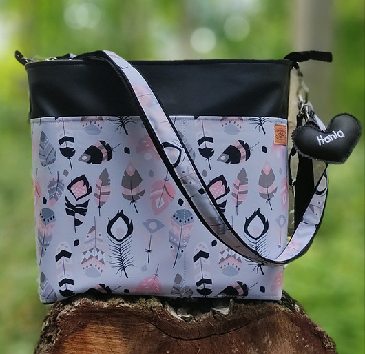 torby na ramię Torba na ramię, do wózka, czarna piórka