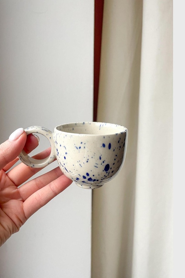 kubki i filiżanki Filiżanka espresso 60ml [kobaltowe ciapki] retro vintage