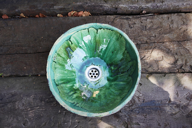umywalki Umywalka zielona, umywalka nablatowa, umywalka ceramiczna, okragła