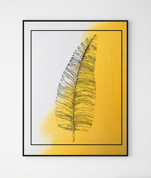 Plakat z motywem roślinnym LIŚĆ / No.9 Szare Kropki
