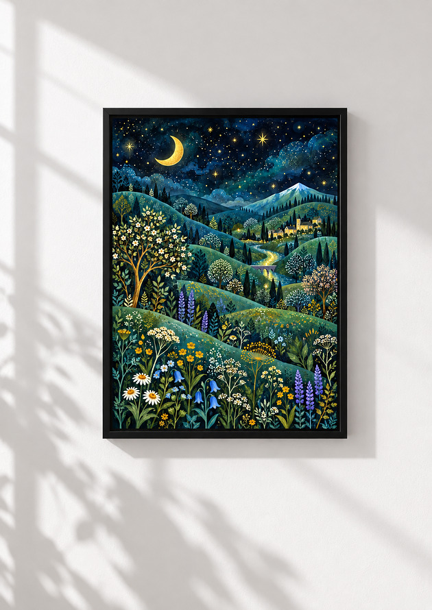 grafiki i ilustracje Noc w górach. Plakat