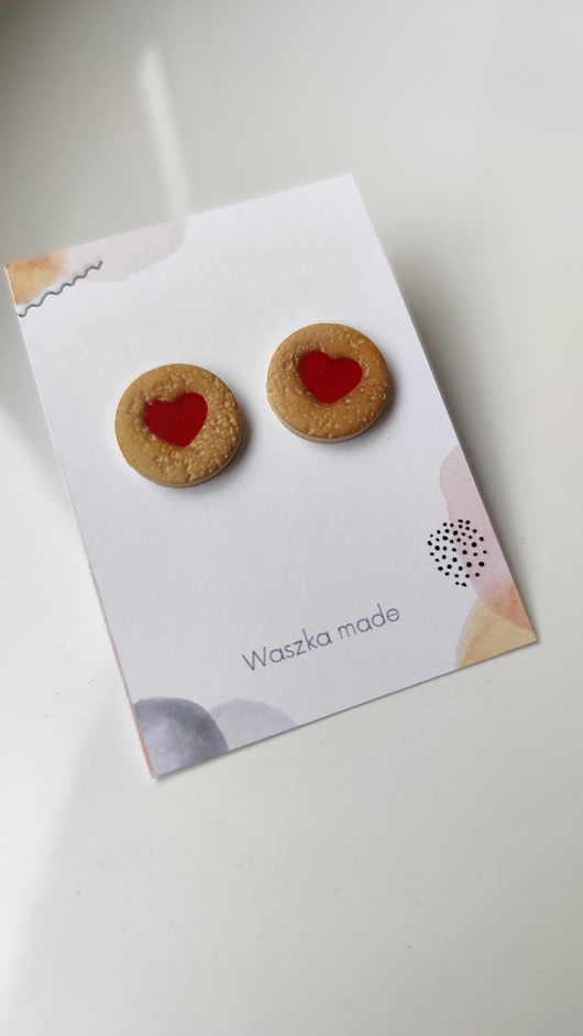 kolczyki z masy plastycznej Kolczyki ciasteczka z dżemem
