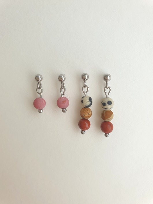 kolczyki z kamieniami Kolczyki MINI zestaw  rodonit, jaspis czerwony, jaspis obrazkowy, jadeit