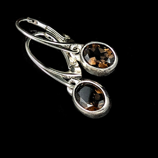 kolczyki srebrne Kolczyki srebrne barocco- kwarce dymne