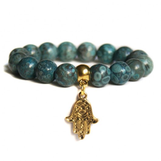jaspis oceaniczny & hamsa (ręka fatimy) kaktusia