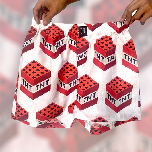 spodnie męskie Spodenki unisex do spania bokserki drugie życie MINECRAFT tnt