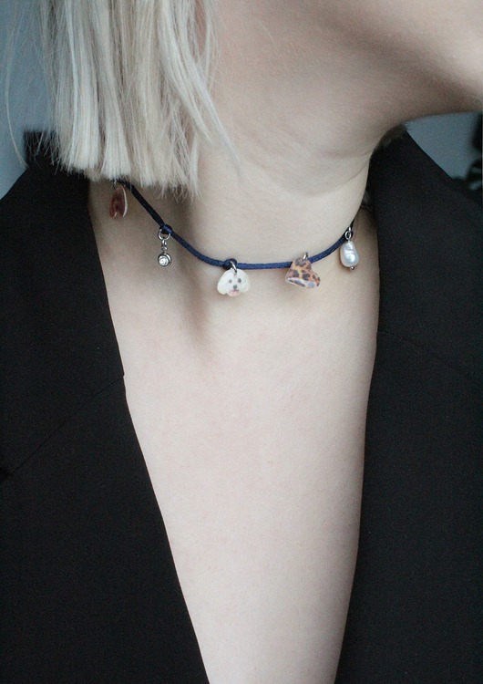 chokery Granatowy choker DOGGY