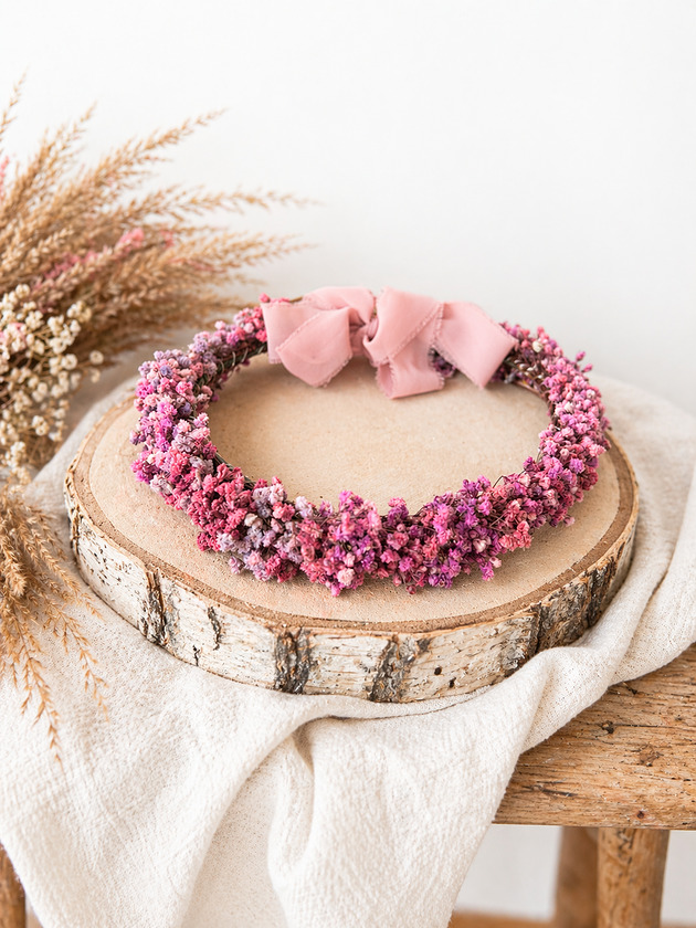 Ślubne ozdoby do włosów Wianek z gipsówki stabilizowanej