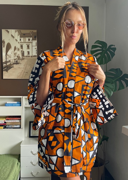 sukienki mini damskie Samakaka Brown kimono