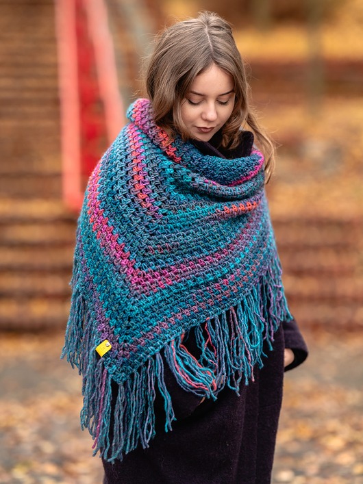 szale damskie Chusta z frędzlami MAXCOLOR kosmiczne energie