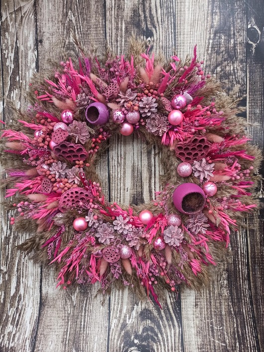 wianki Świąteczny wieniec w odcieniach ma linowych, #S4, 45 cm