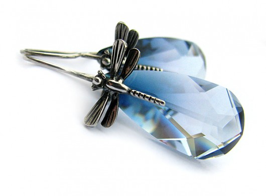 Cieniowane srebrne kolczyki kryształ Swarovski - Bałchasz Marisella
