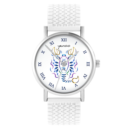 zegarki unisex Kolekcja Starlight - Skorpion - silikonowy, biały