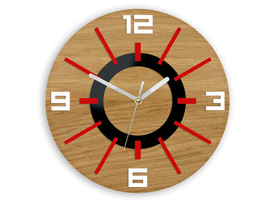 Zegar ścienny Dąb Bosman Czerwony 33,5cm ModernClock