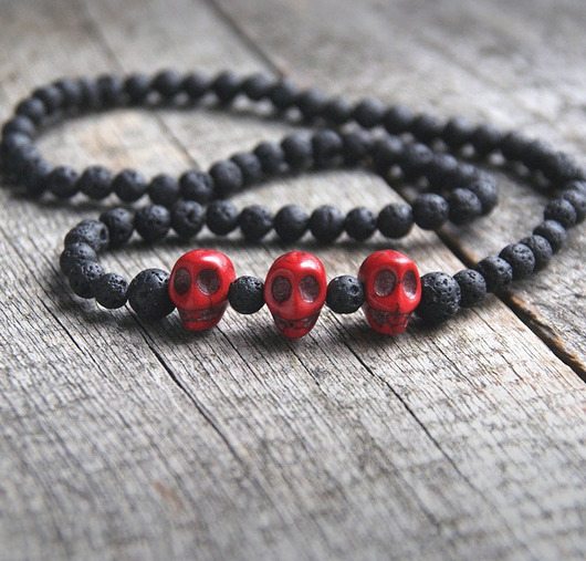 naszyjnik MĘSKI :: red skulls kaktusia