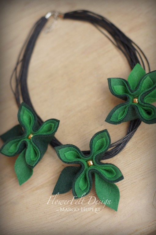 zielony ze złotem FlowerFelt Design