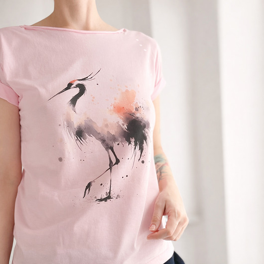 t-shirt damskie Żuraw Różowy Oversize