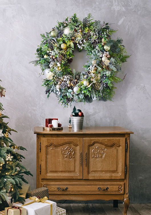 wianki bożonarodzeniowe Wianek "złoty blask"