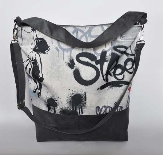 Torba hobo XXL - print graffiti PRACOWNIA 166