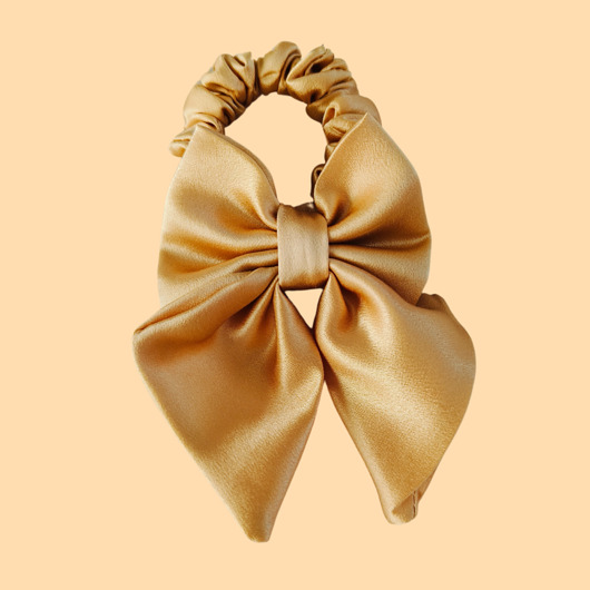 gumki do włosów Gumka jedwabna, scrunchie, frotka z kokardą ciepłe złoto