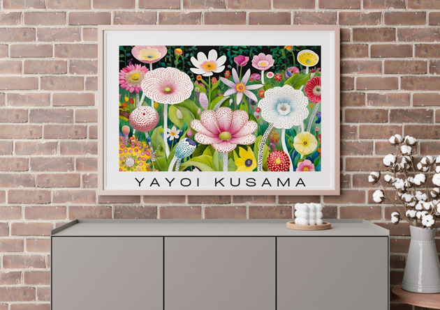 grafiki i ilustracje PLAKAT dekoracyjny pastelowe kwiaty Yayoi Kusama,  poster