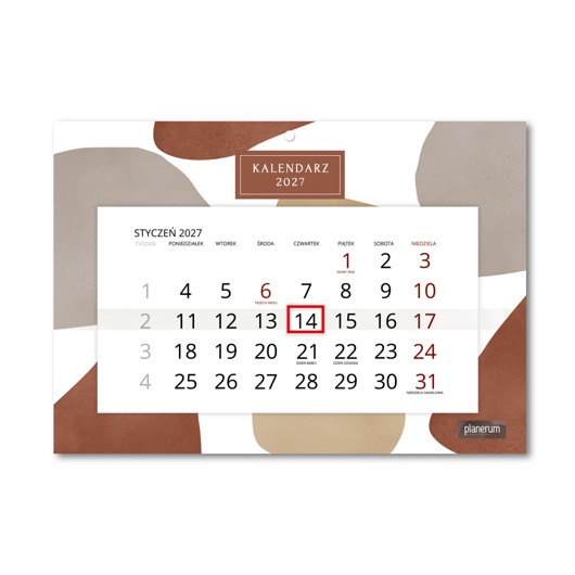 kalendarze i plannery Kalendarz Ścienny Pojedynczy 2027 Terracotta A4