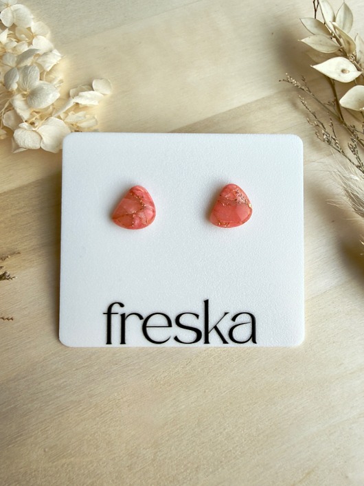 kolczyki z masy plastycznej Kolczyki Kamień  - brzoskwiniowe