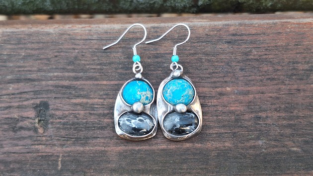 kolczyki z kamieniami Kolczyki Niebieskie jaspisy