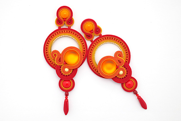 kolczyki soutache Słoneczne boho kolczyki