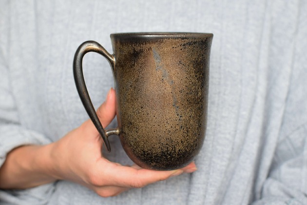 kubki Duży Kubek Złoto-Srebrny Ceramiczny 550ml