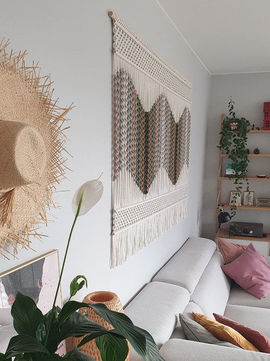 makramy Dekorcja ścienna makrama gobelin ozdoba na ścianę SEASIDE DUNES beżowa