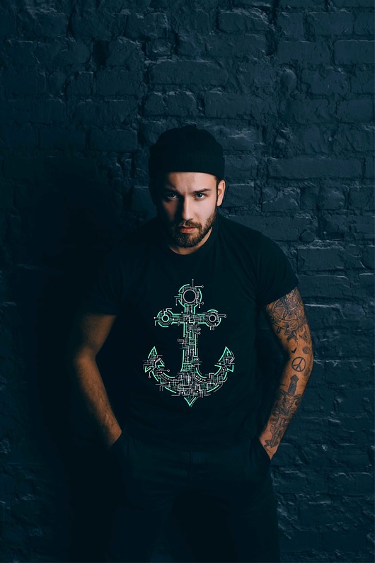 t-shirty męskie Koszulka organiczna z nadrukiem Kotwica