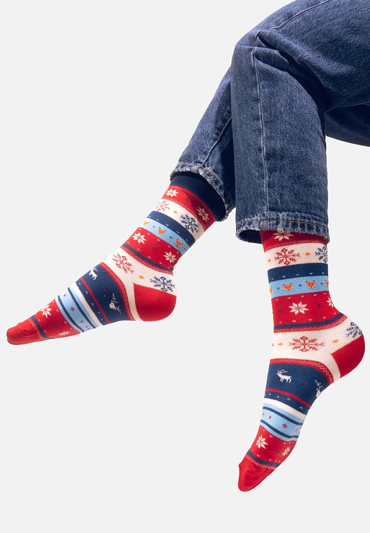 skarpetki męskie Skarpetki Zimowa Klasyka kolorowe skarpetki we wzory Kabak