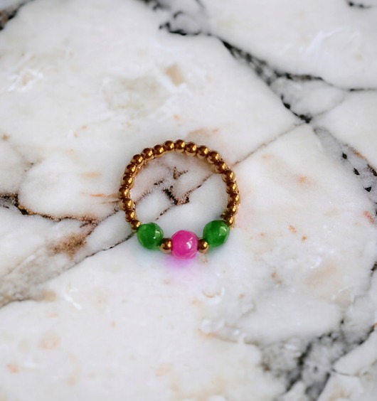 pierścionki elastyczne Pierścionek : golden summer II : jadeit, hematyt