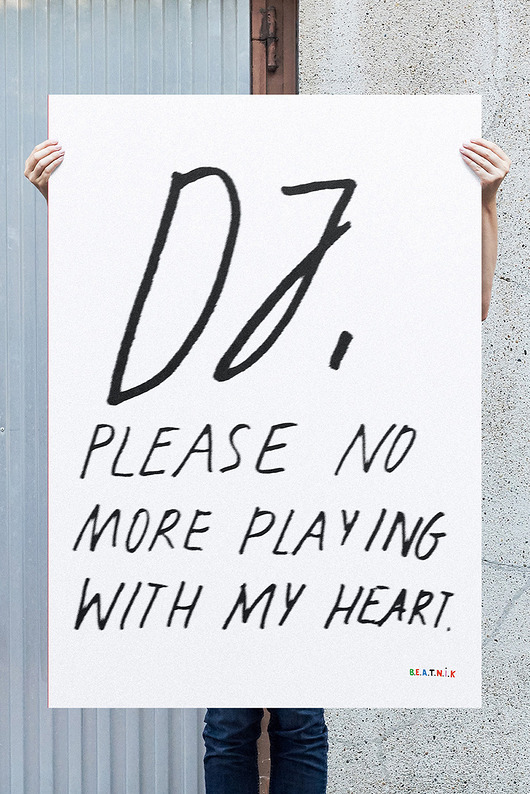 plakaty DJ please - Plakat typograficzny Techno Rave Czarno biały minimalistyczny