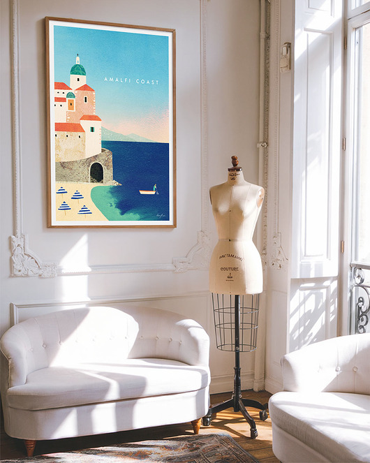 plakaty Plakat Amalfi Włochy - plaża Atrani