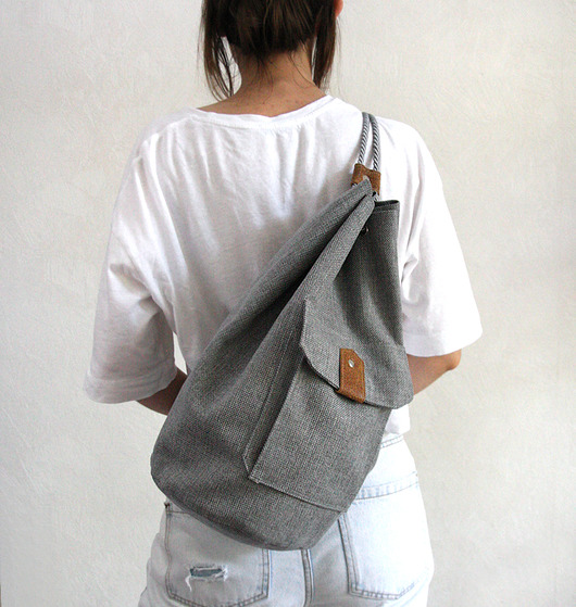  worek plecak - grey&brown&flowers - elfagado