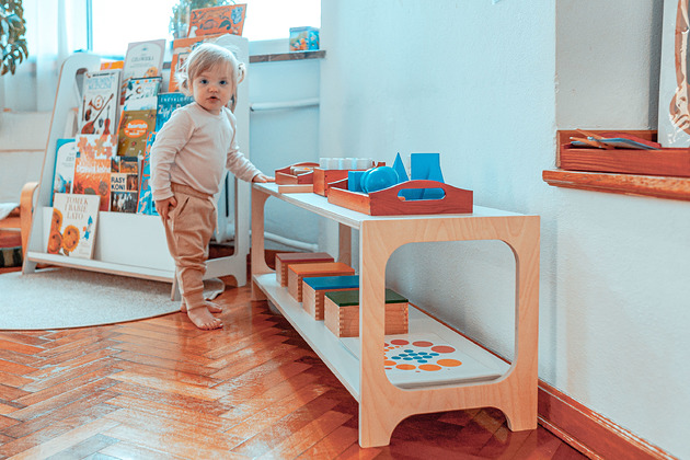 regały i półki Regał Montessori dla dzieci - HINGI Ori Baby 2 półkowy