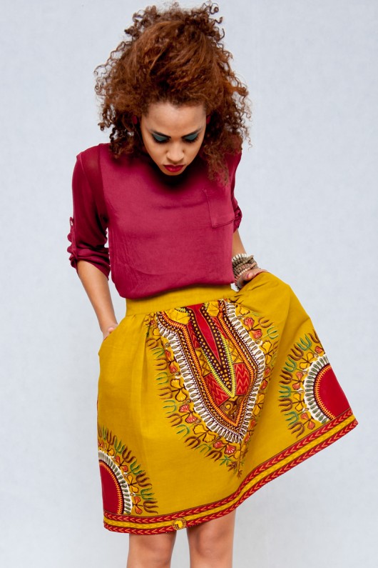 spódnice mini Spódnica musztardowa Addis Abeba 