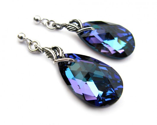 Migoczące kolczyki kryształ Swarovski - Heliotropium Marisella