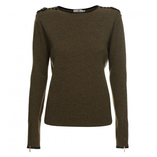 Sweter Khaki z pagonami i zamkami COMO