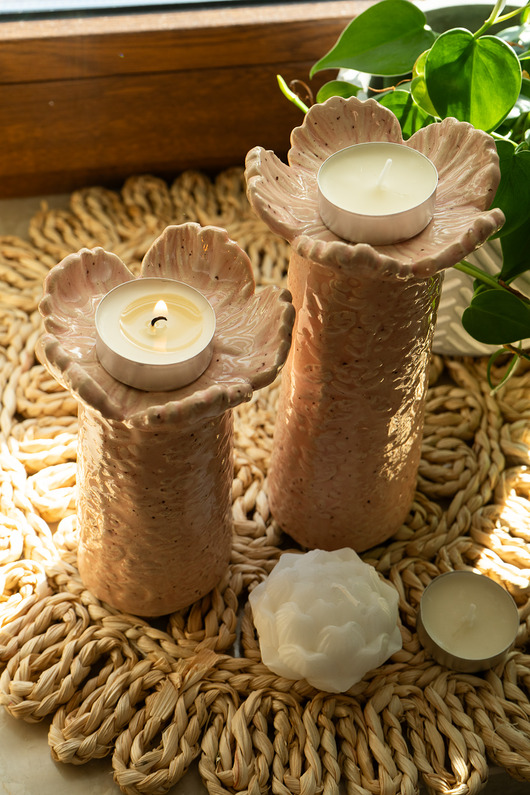 świeczniki i świece Ceramiczny świecznik na tealighty kpl 2 szt handmade