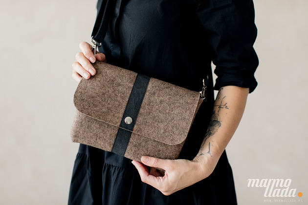 torby na ramię Marmollada - filcowa listonoszka KASZMIR + czarny