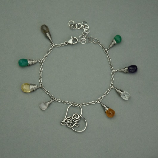 bransoletki wire wrapping Bransoletka serce kolorowa wire wrapping