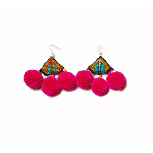 Koczyki etniczne Mien PINK Bright Boho old
