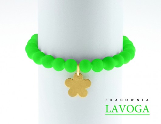 Green neon & flower pendant. Lavoga