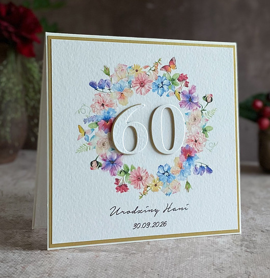 kartki scrapbooking Personalizowana kartka na 60 urodziny, BH 35